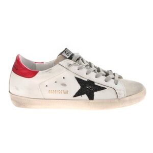 Golden Goose White and Black Sneakers with Red Accents